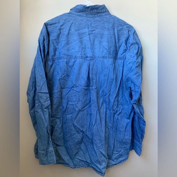 BANANA SPLIT Women’s Chambray Blue Long Sleeve Cotton Button Down Shirt - Picture 6 of 6